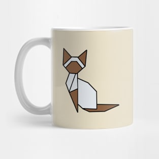 Origami Cat Brown and White Mug